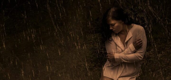 rain, grief, nature, woman, portrait, pose, model